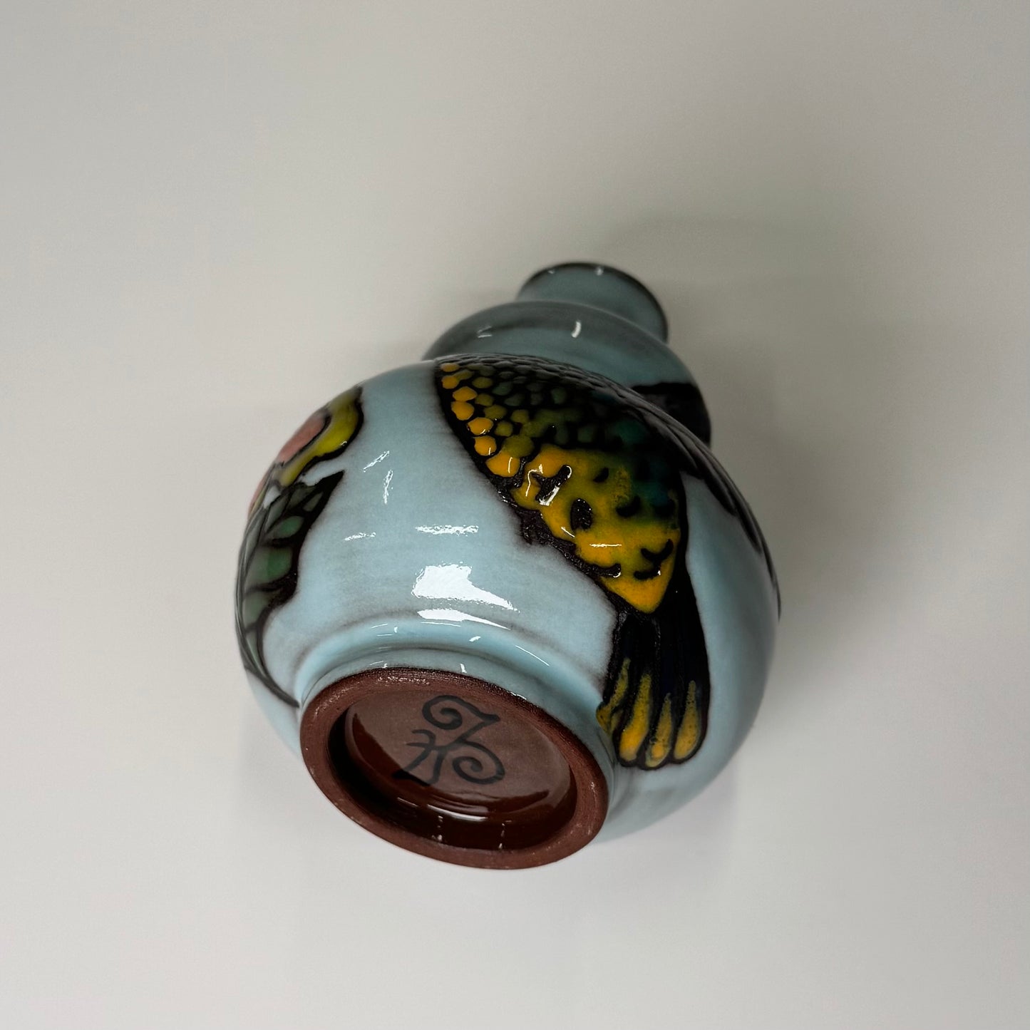 Cuerda Seca Hummingbird Mini Vase - Red Stoneware