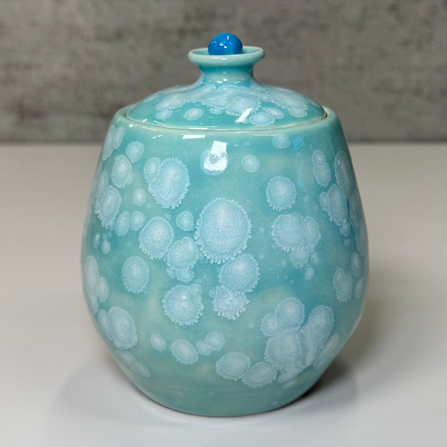 12 Cuerda Seca Blue Tit Bird Jar - Stoneware