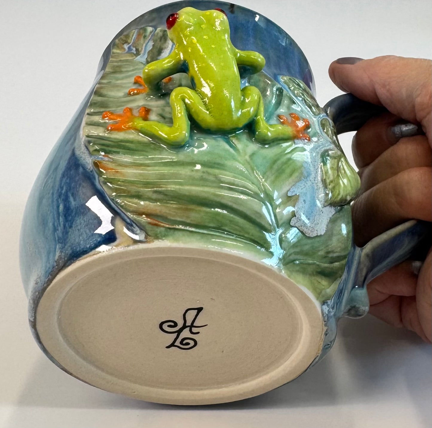 Sculpted Red-eyed Tree Frog Mug - Stoneware - Discounted