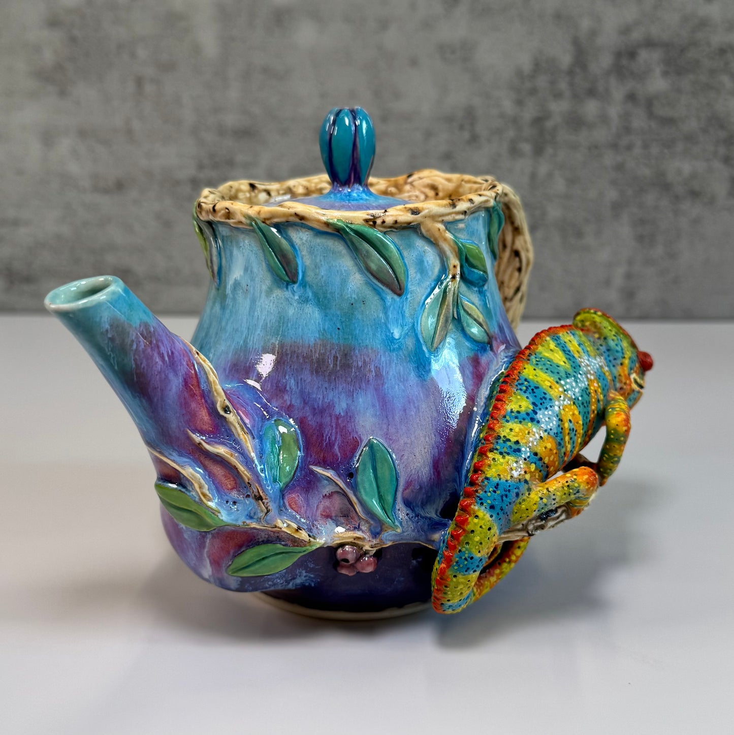 Teapot - Panther Chameleon- Sculpted