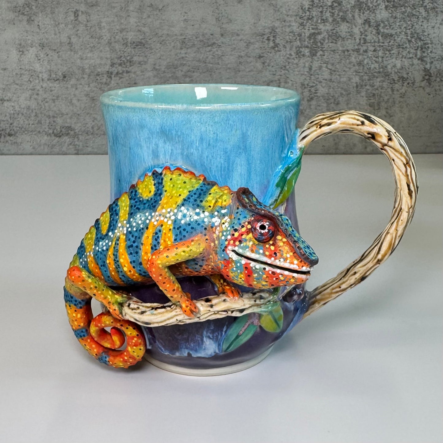 Sculpted Panther Chameleon Mug - Stoneware