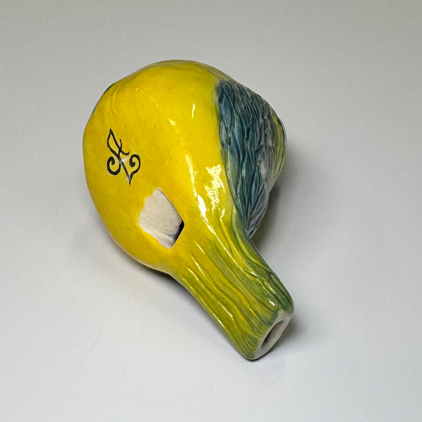 10 Sculpted blue tit bird ocarina - Stoneware