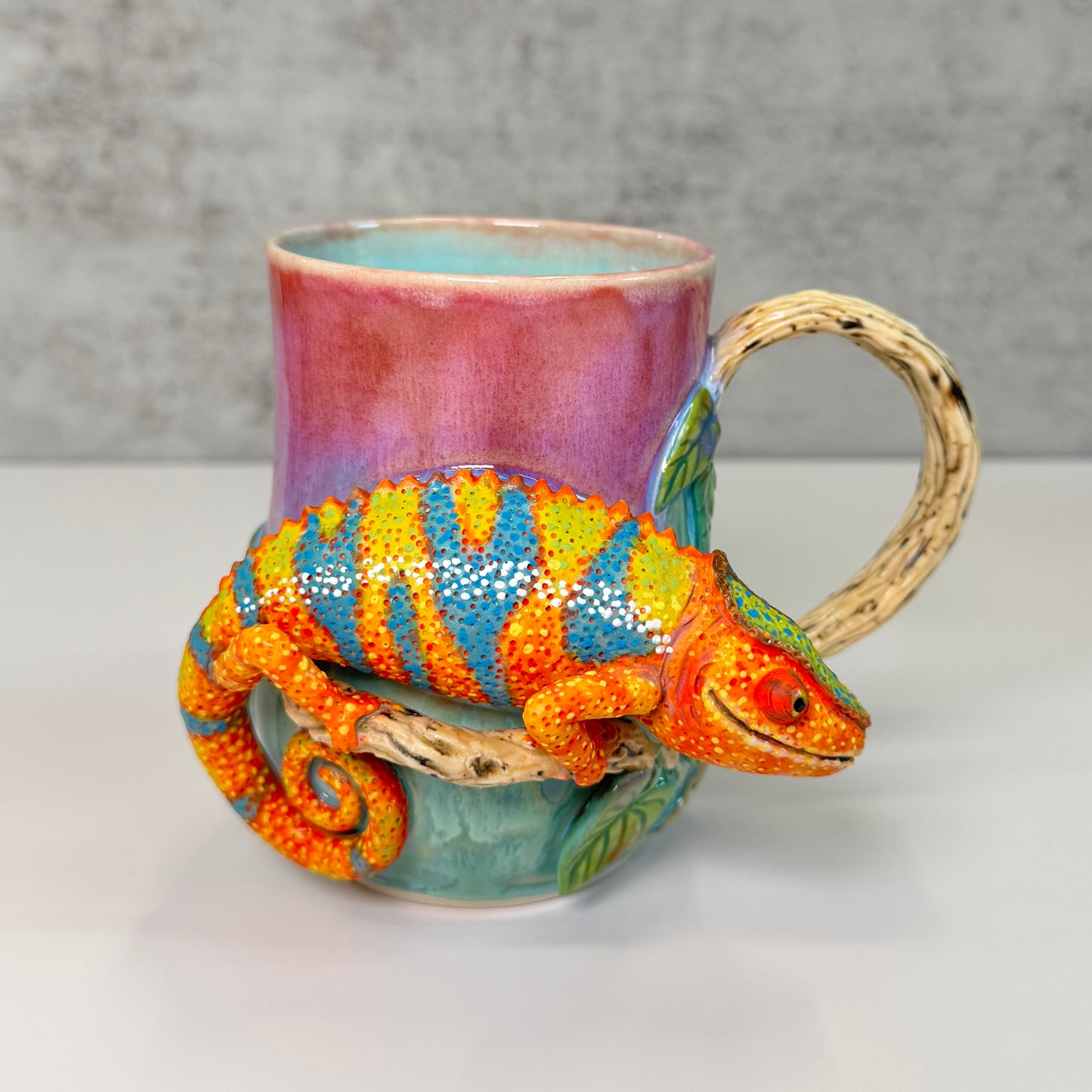 Sculpted Panther Chameleon Mug - Stoneware