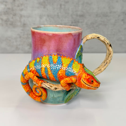 Sculpted Panther Chameleon Mug - Stoneware