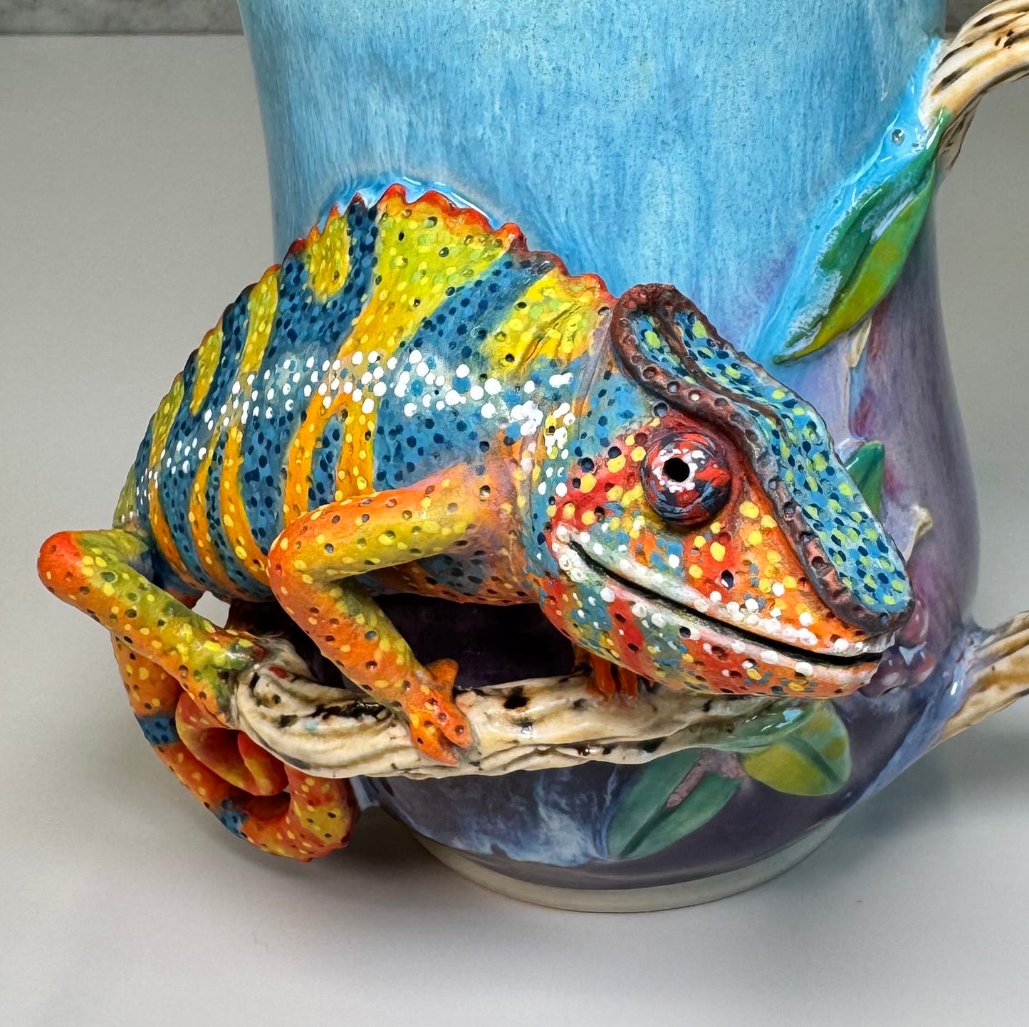 Sculpted Panther Chameleon Mug - Stoneware