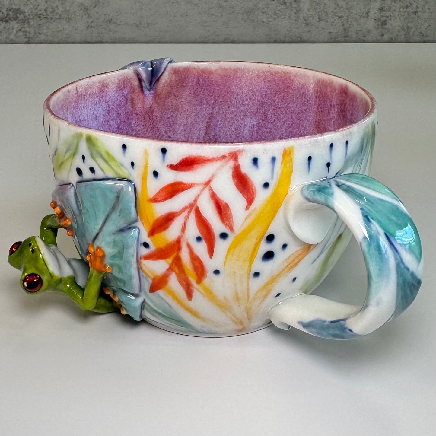 Sculpted Red-eyed Tree Frog Mug - Porcelain - Discounted