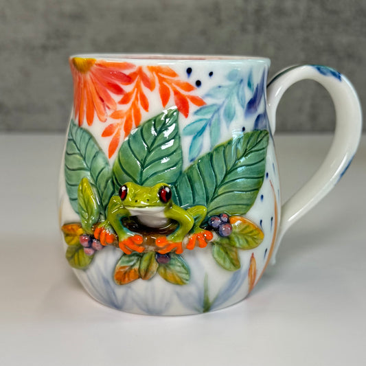 Sculpted Red-eyed Tree Frog Mug - Porcelain
