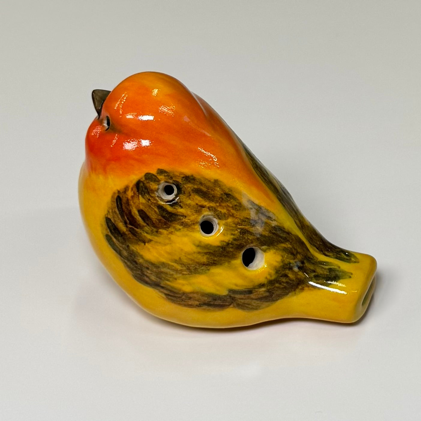 Sculpted bird ocarina - Stoneware