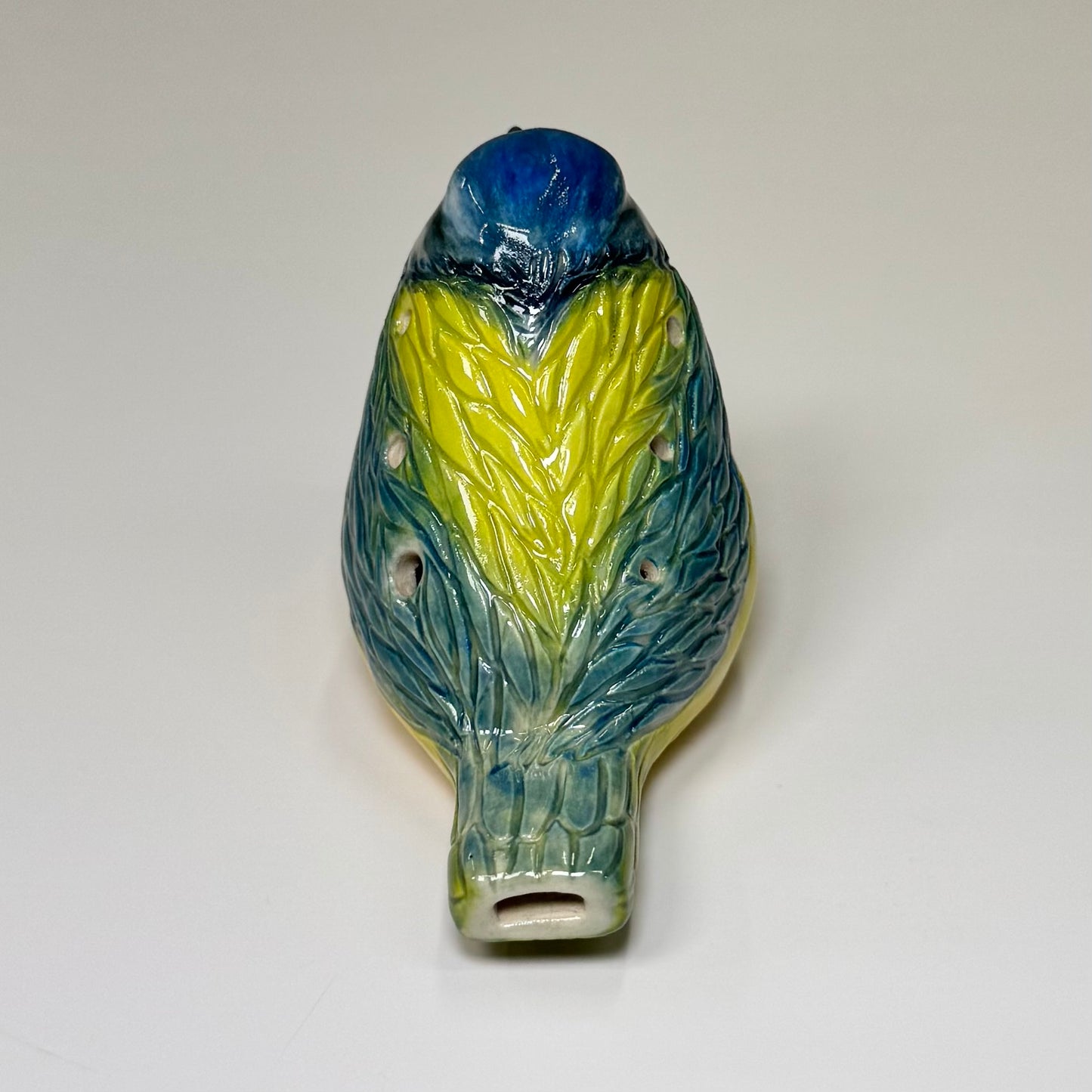 10 Sculpted blue tit bird ocarina - Stoneware