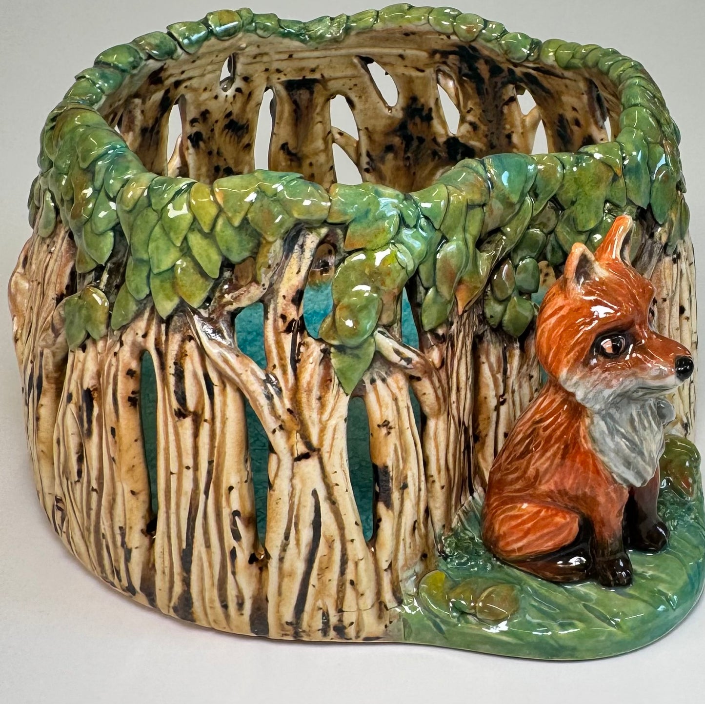 21 Fox in the Forest Luminary - White Stoneware