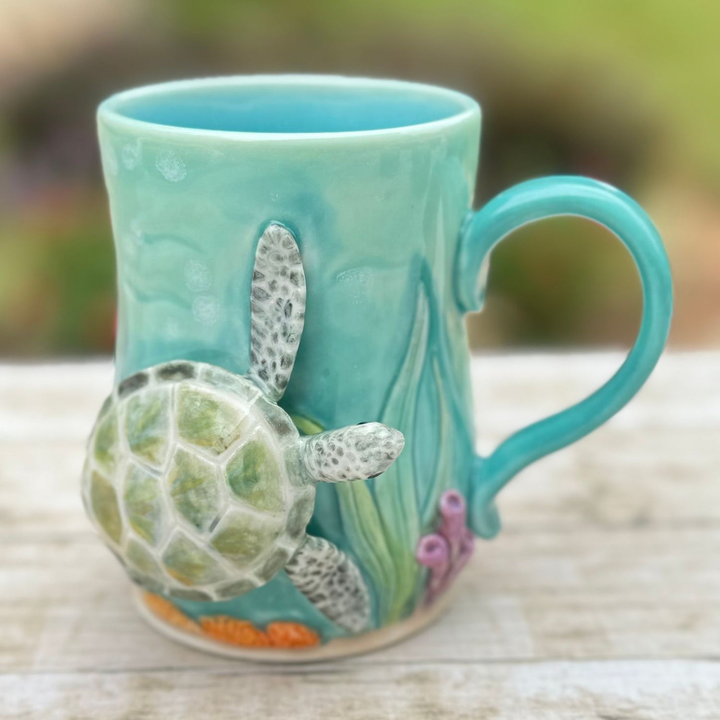 Z Porcelain Sea Turtle Sculpted Mug