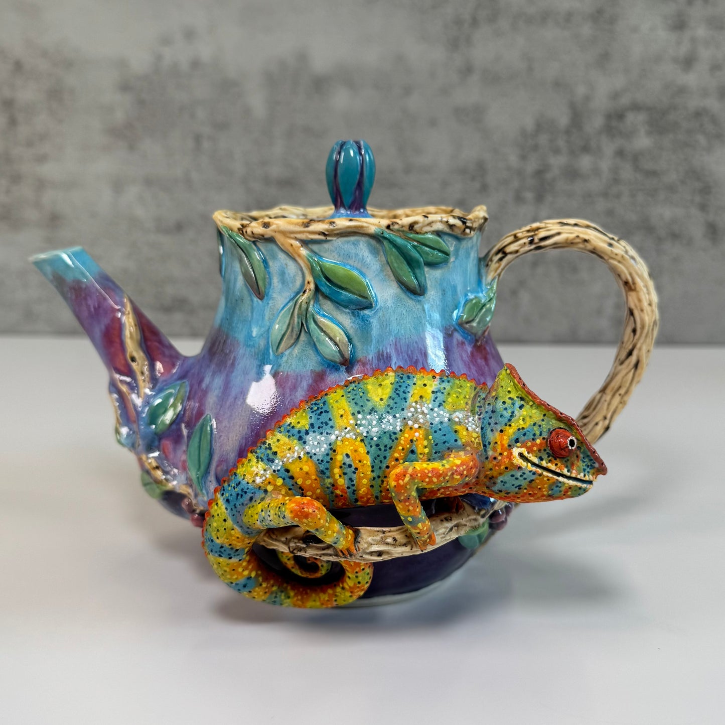 Teapot - Panther Chameleon- Sculpted