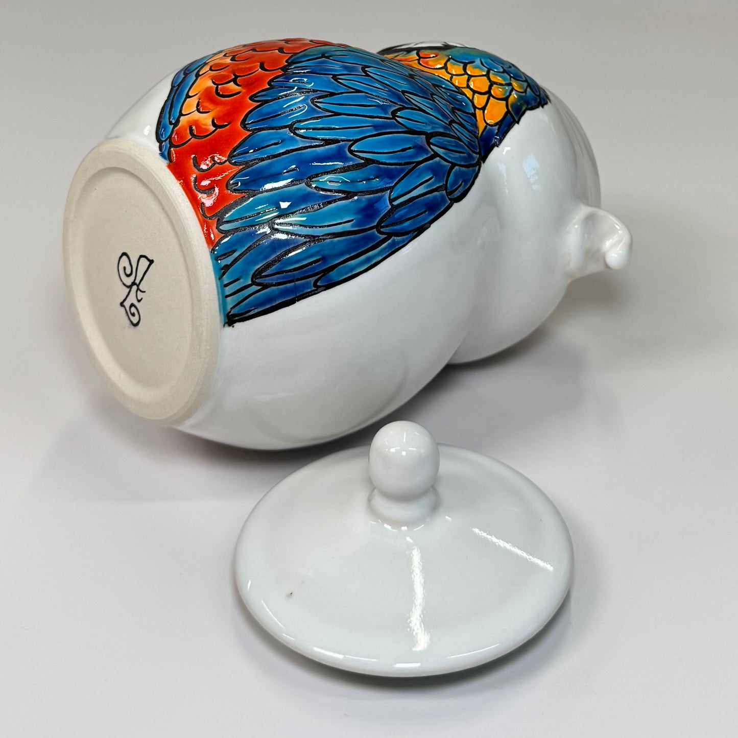 Cuerda Seca Catalina Macaw Jar - Stoneware