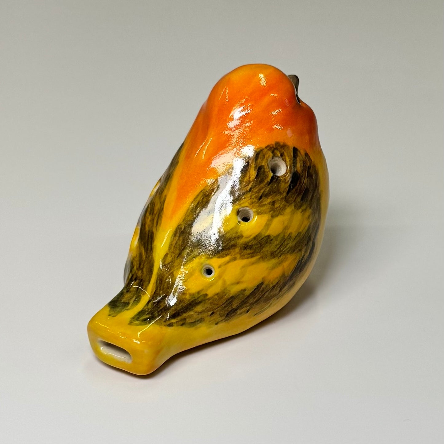 Sculpted bird ocarina - Stoneware