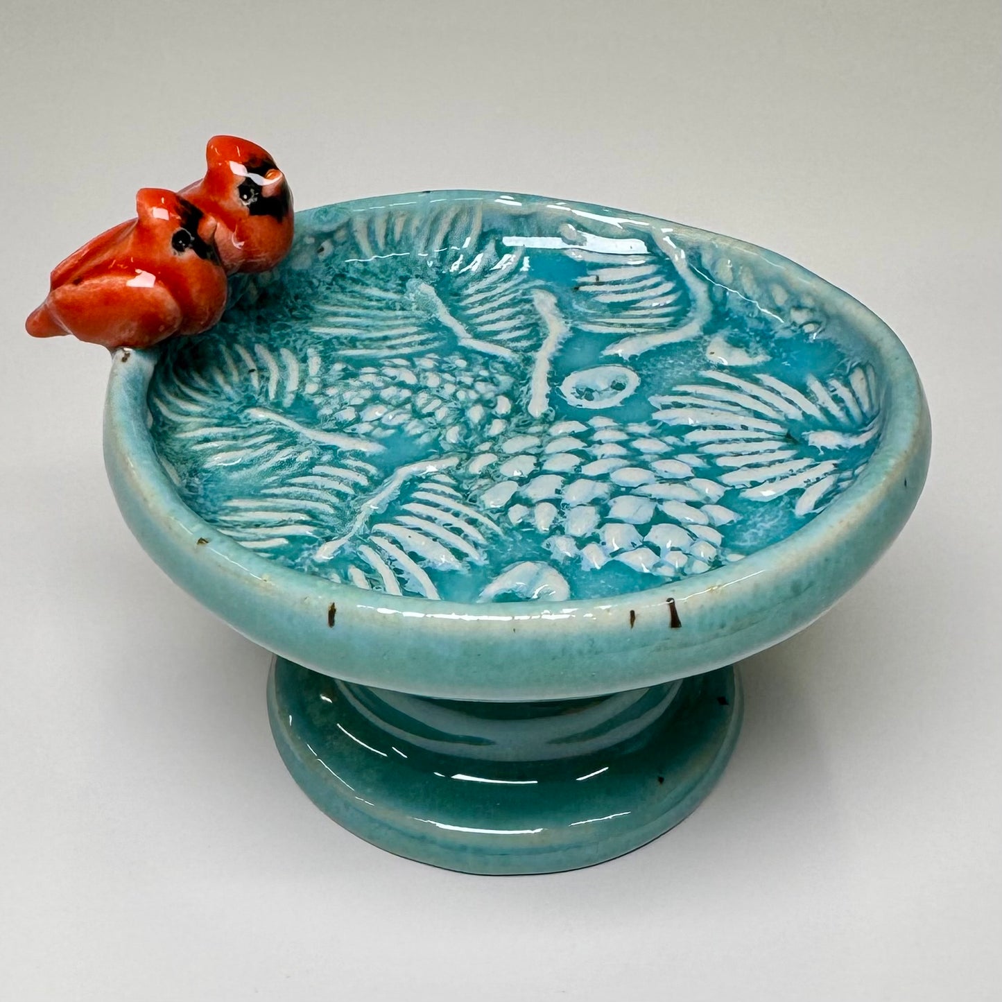 Jewelry holder mini birdbath - Stoneware