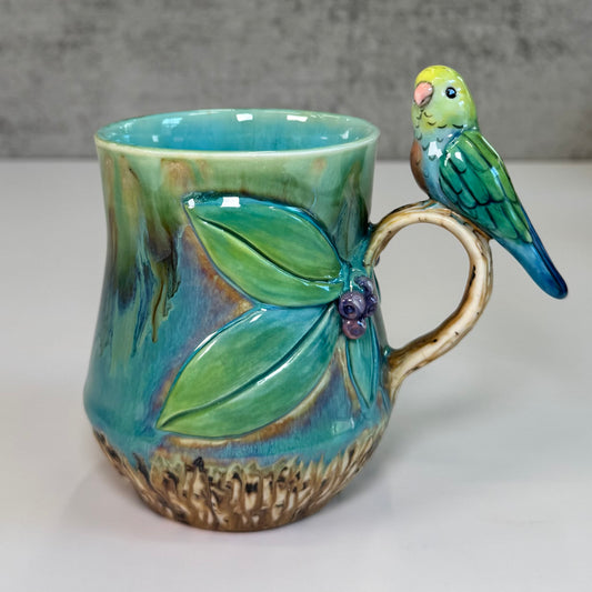 Sculpted parrot mug - Porcelain