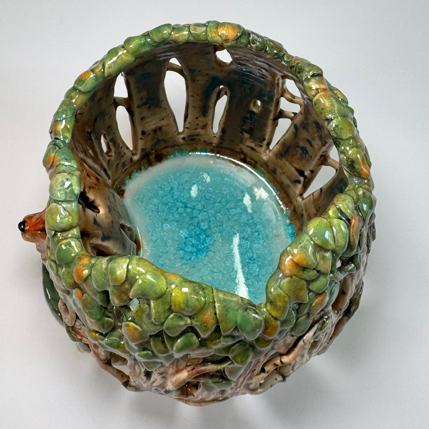 22 Fox in the forest Luminary - White Stoneware