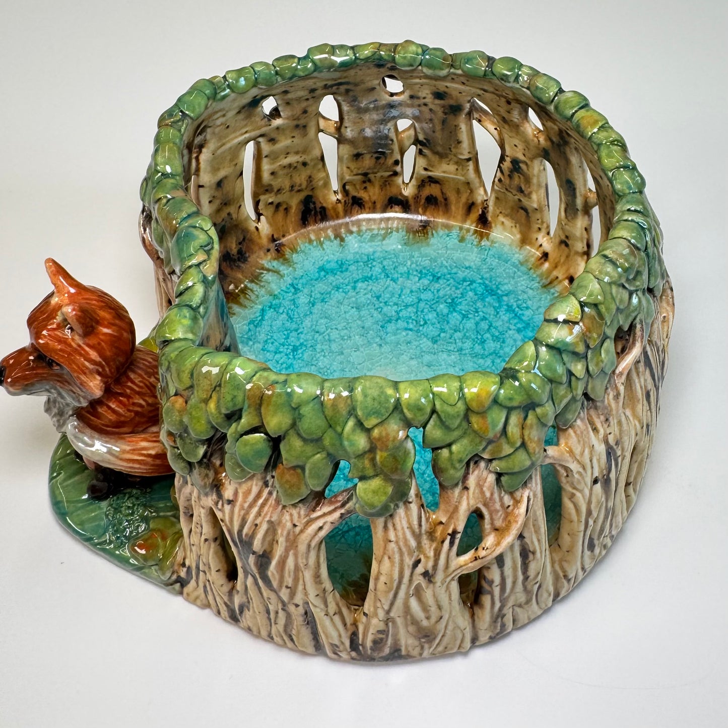 21 Fox in the Forest Luminary - White Stoneware