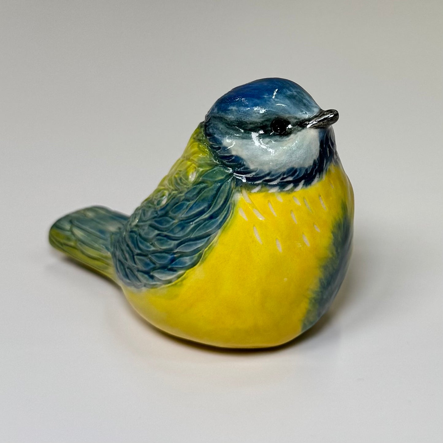 10 Sculpted blue tit bird ocarina - Stoneware