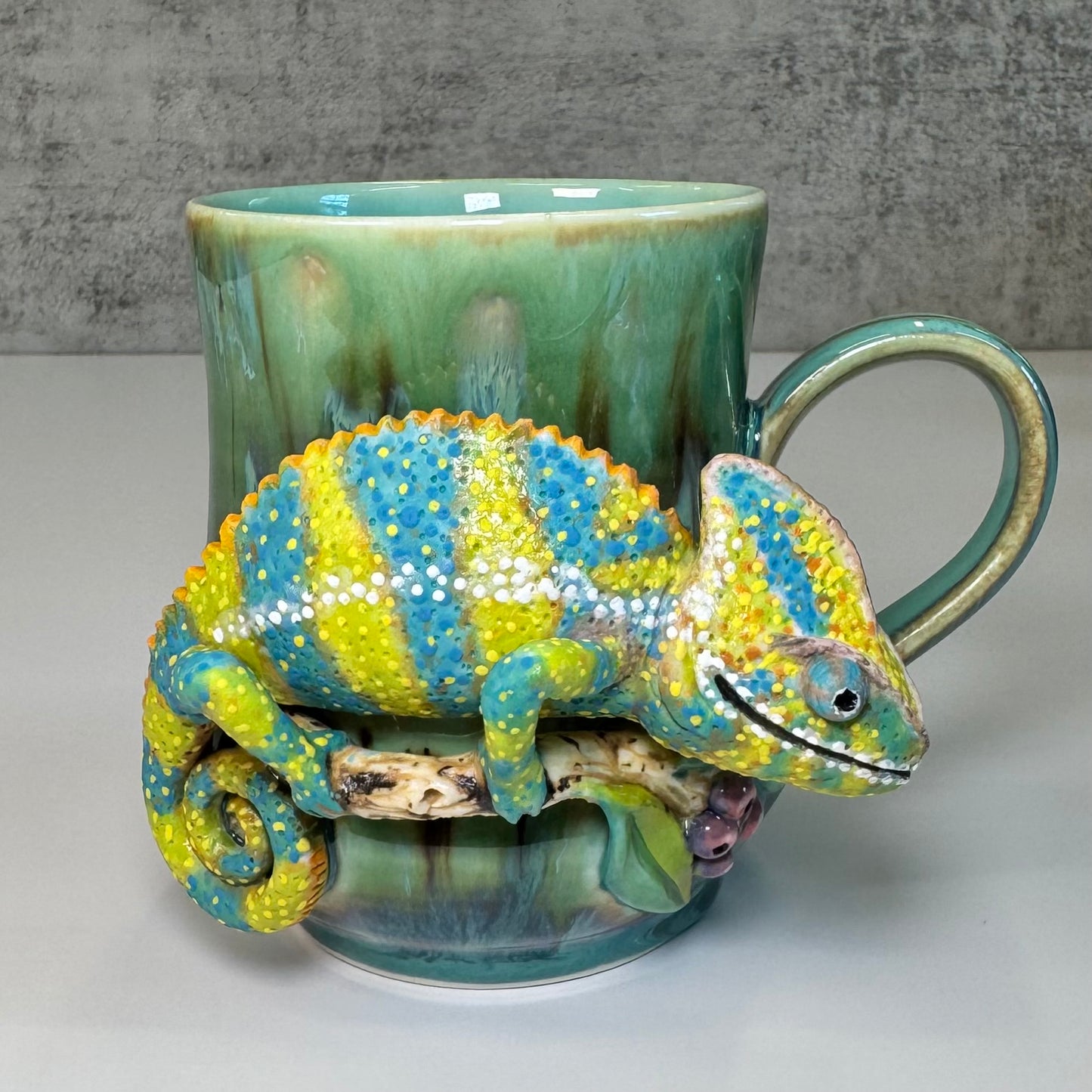 Sculpted Veiled Chameleon Mug - Porcelain
