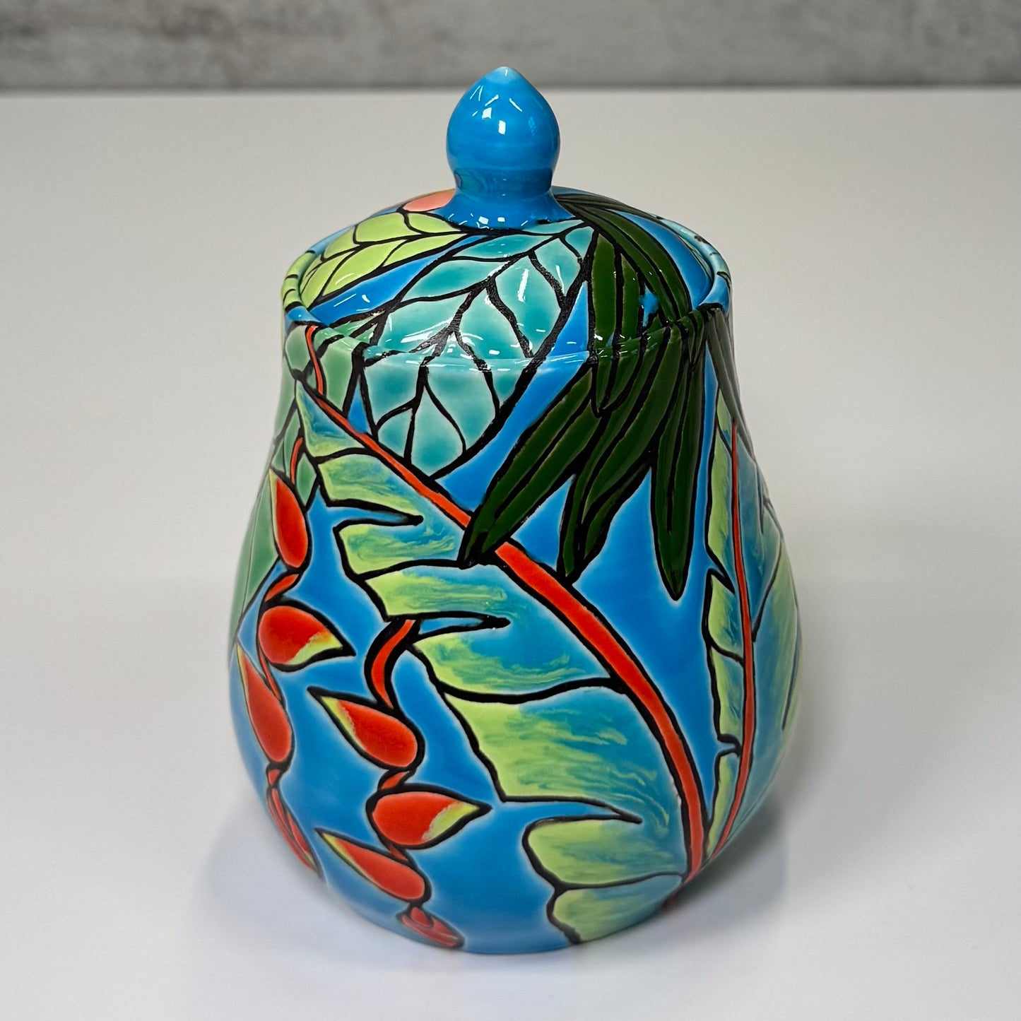 24 Cuerda Seca Tropical Floral Jar - Stoneware