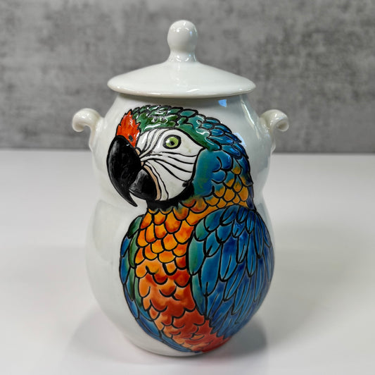 Cuerda Seca Catalina Macaw Jar - Stoneware