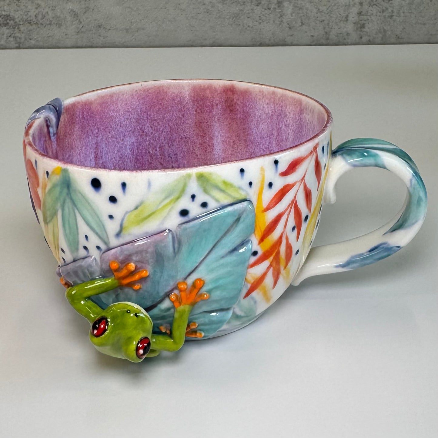 Sculpted Red-eyed Tree Frog Mug - Porcelain - Discounted