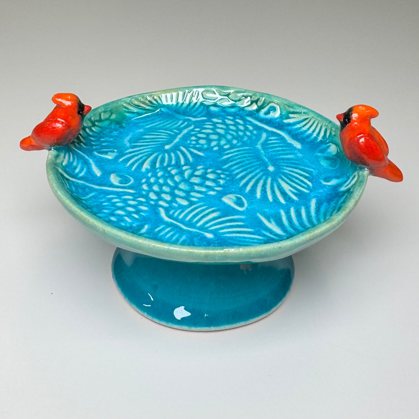 Jewelry holder mini birdbath - Stoneware