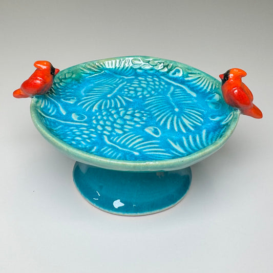 Jewelry holder mini birdbath - Stoneware