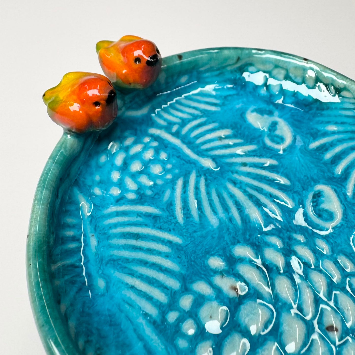 Jewelry holder mini birdbath - Stoneware