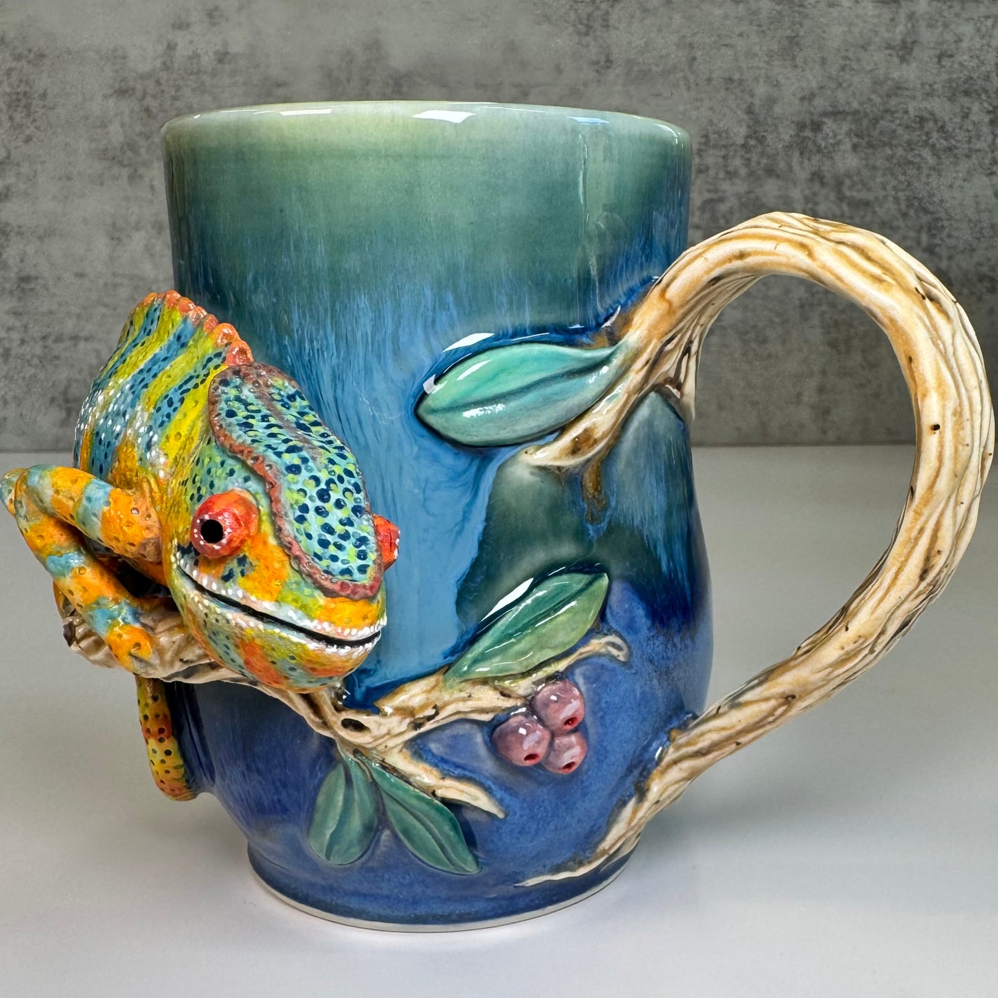 Sculpted Panther Chameleon Mug - Stoneware