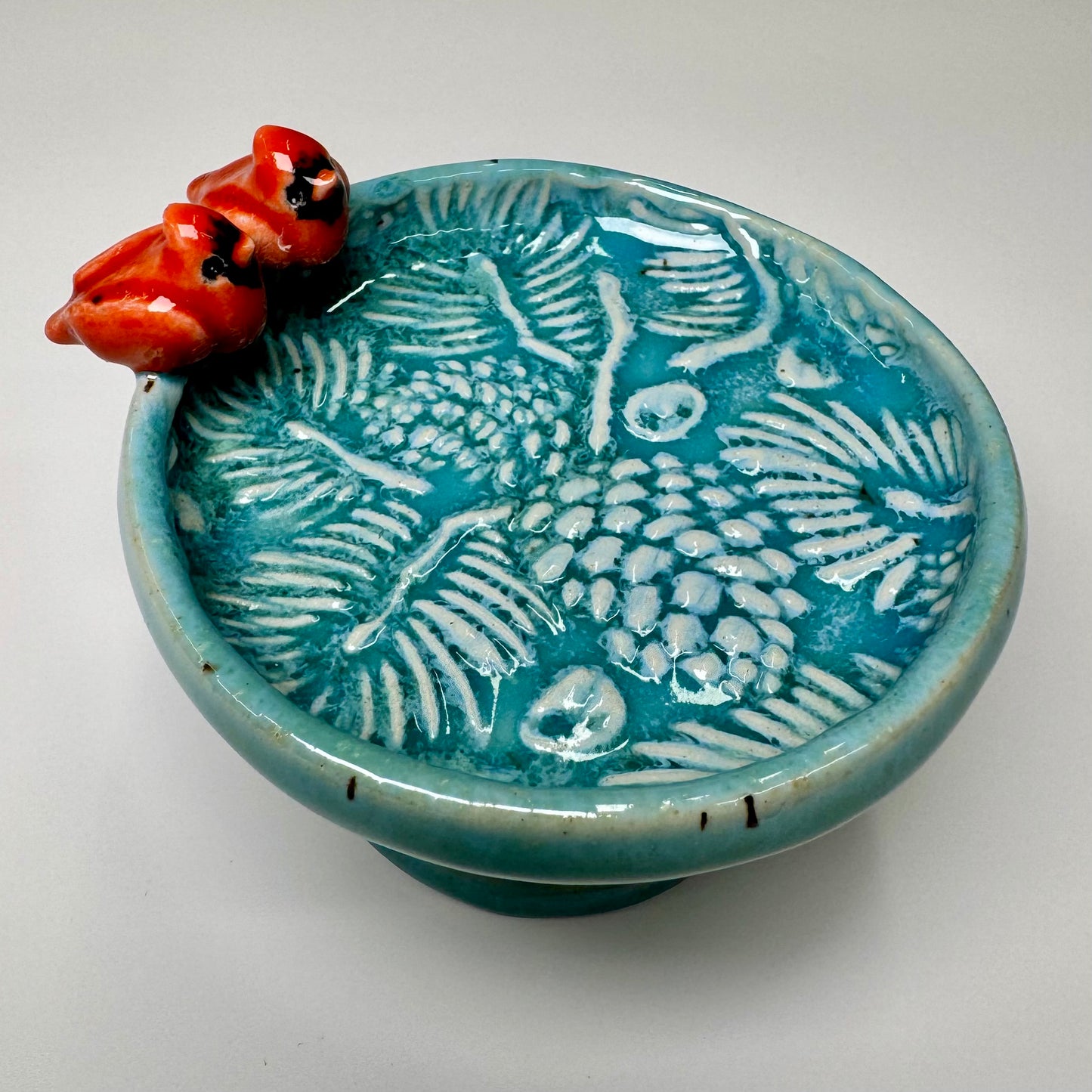 Jewelry holder mini birdbath - Stoneware