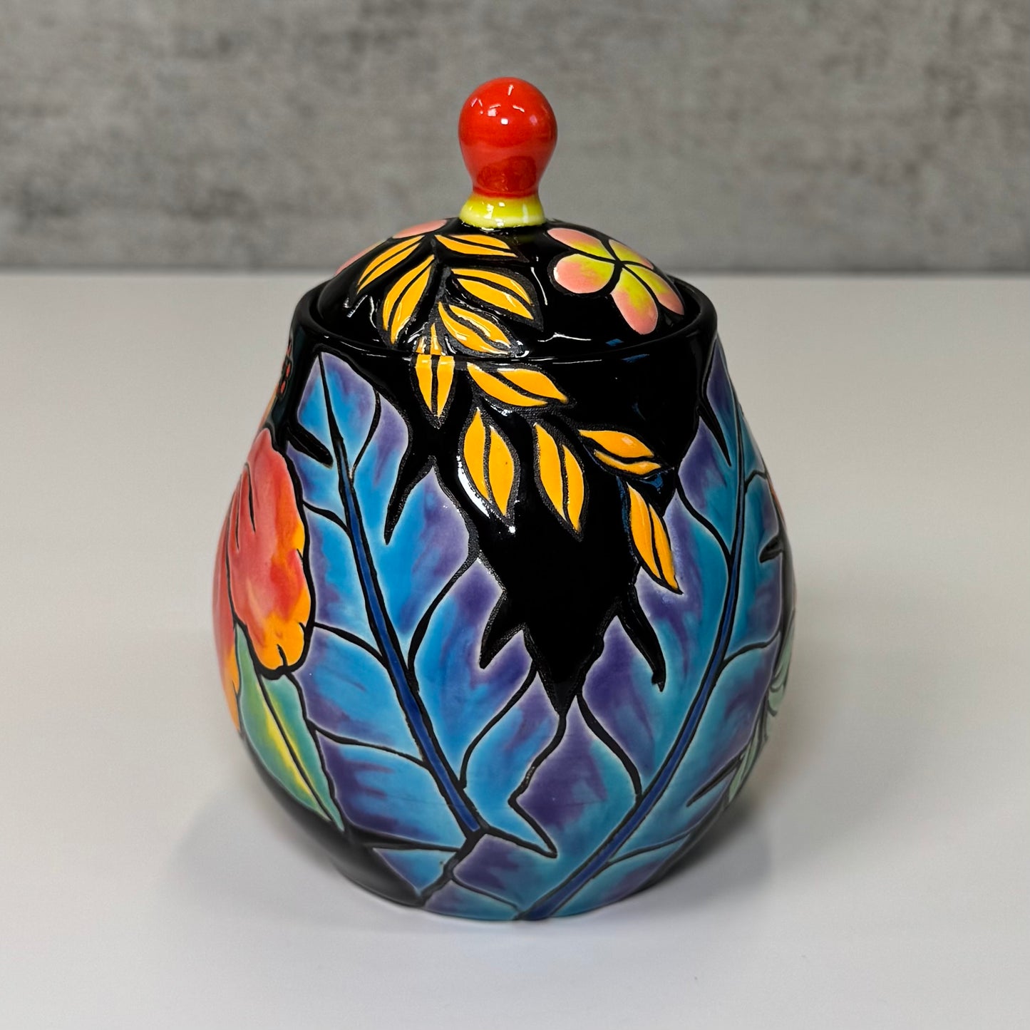 Cuerda Seca Tropica Frog Jar - Stoneware