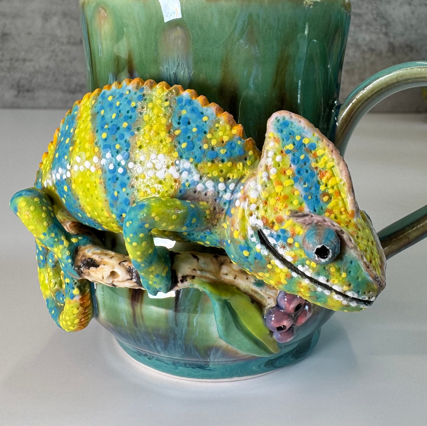 Sculpted Veiled Chameleon Mug - Porcelain