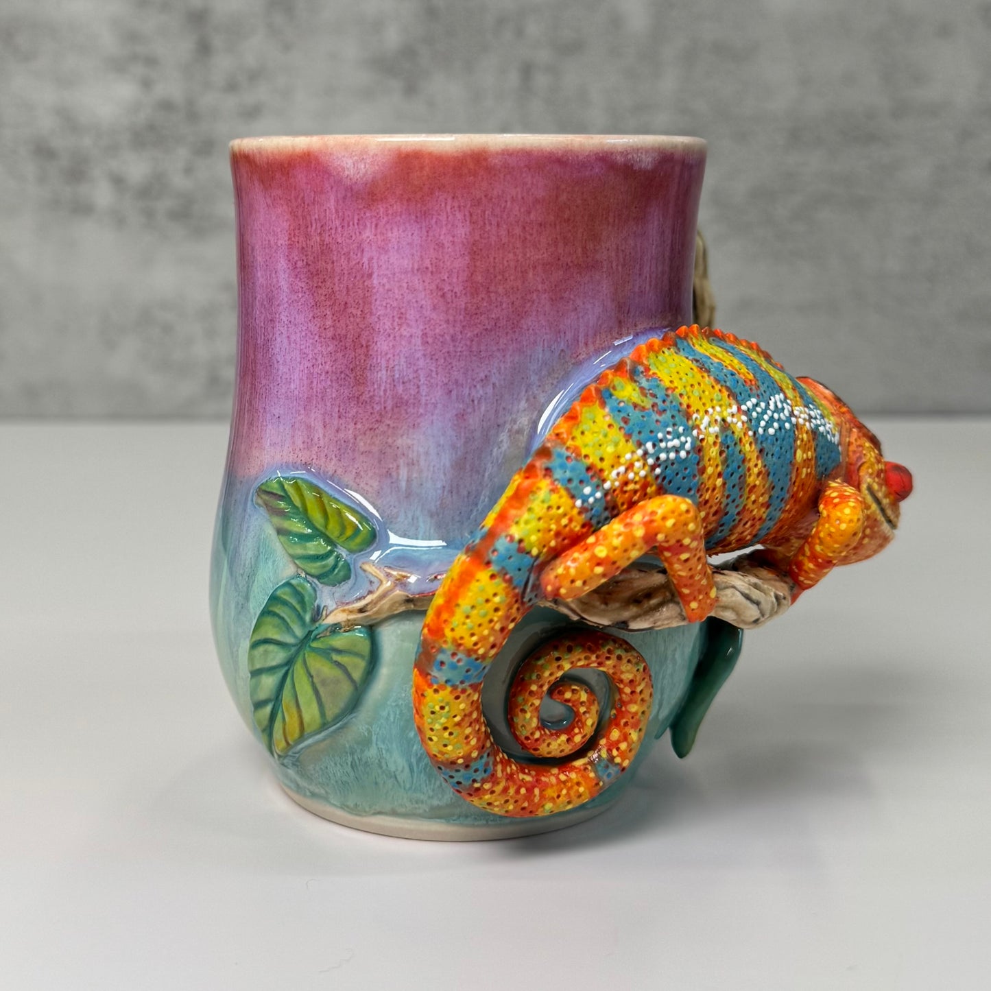 Sculpted Panther Chameleon Mug - Stoneware