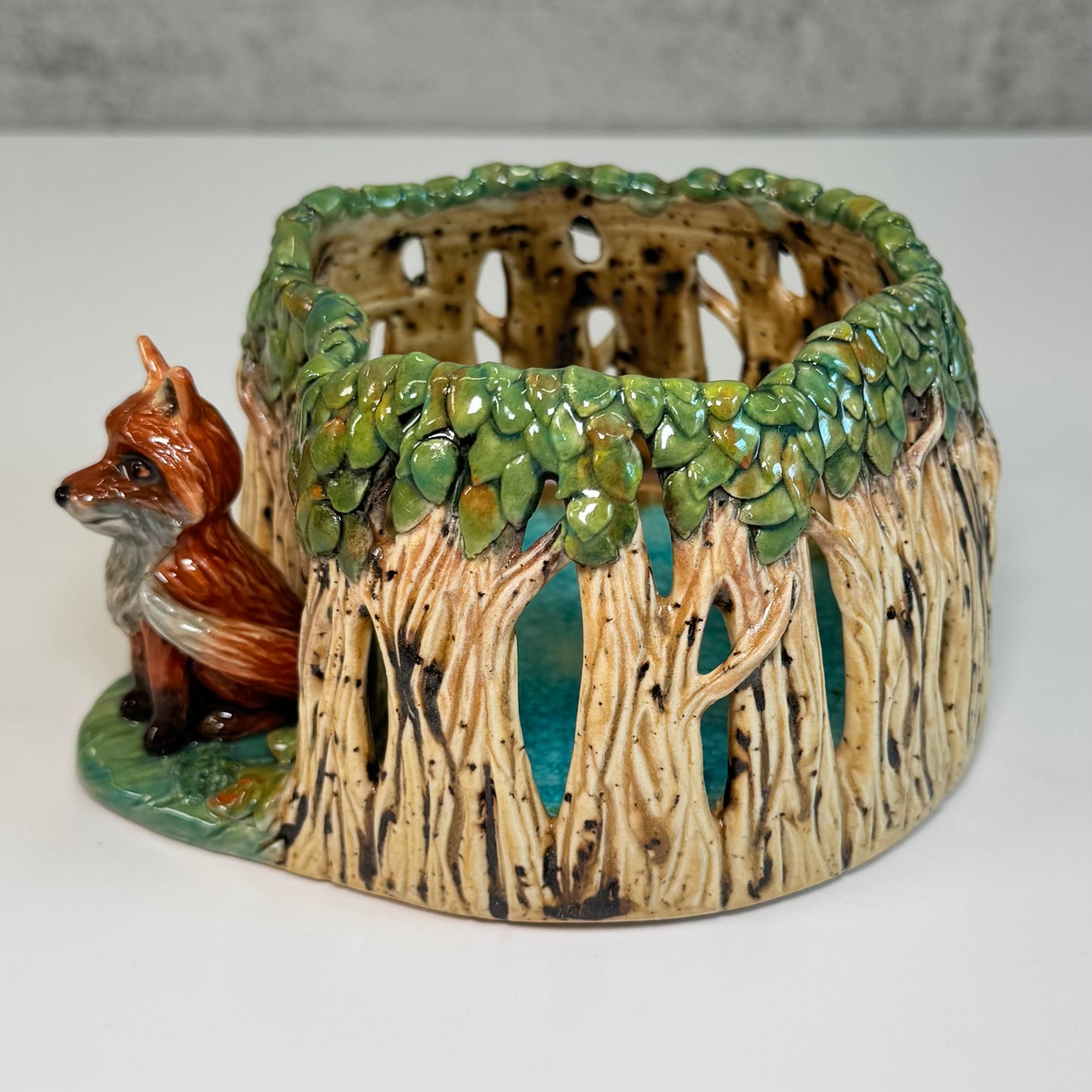 21 Fox in the Forest Luminary - White Stoneware