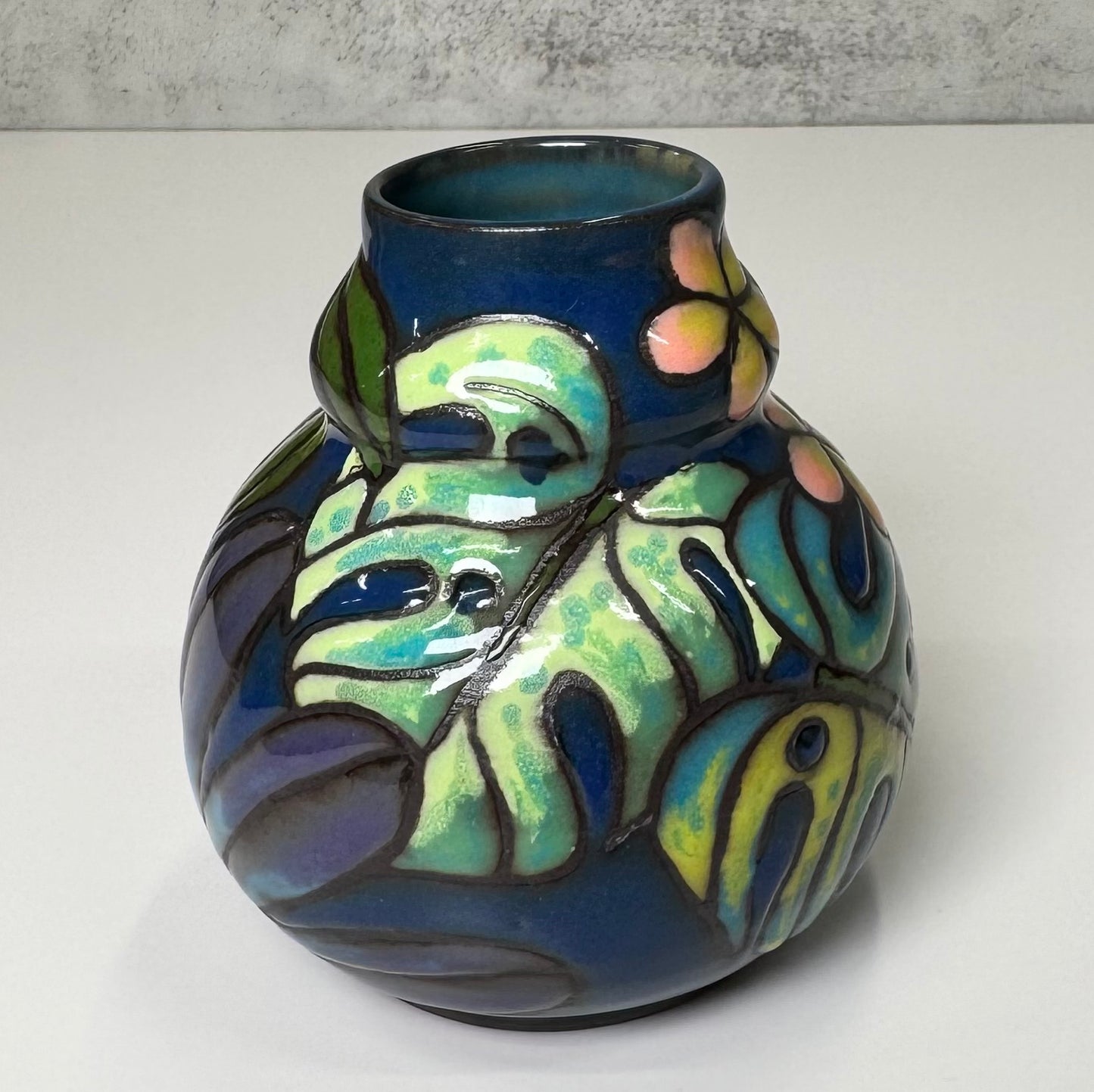 Cuerda Seca Parrot Mini Vase- Red Stoneware