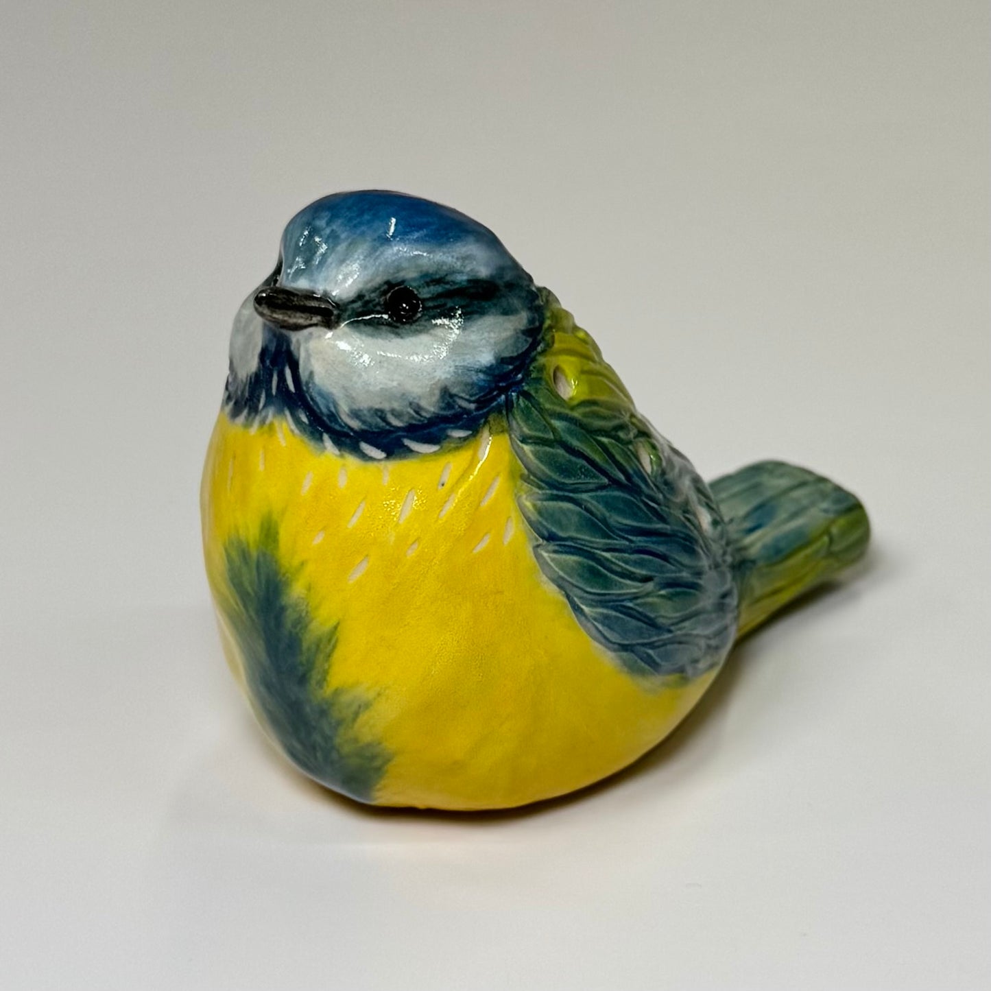 10 Sculpted blue tit bird ocarina - Stoneware