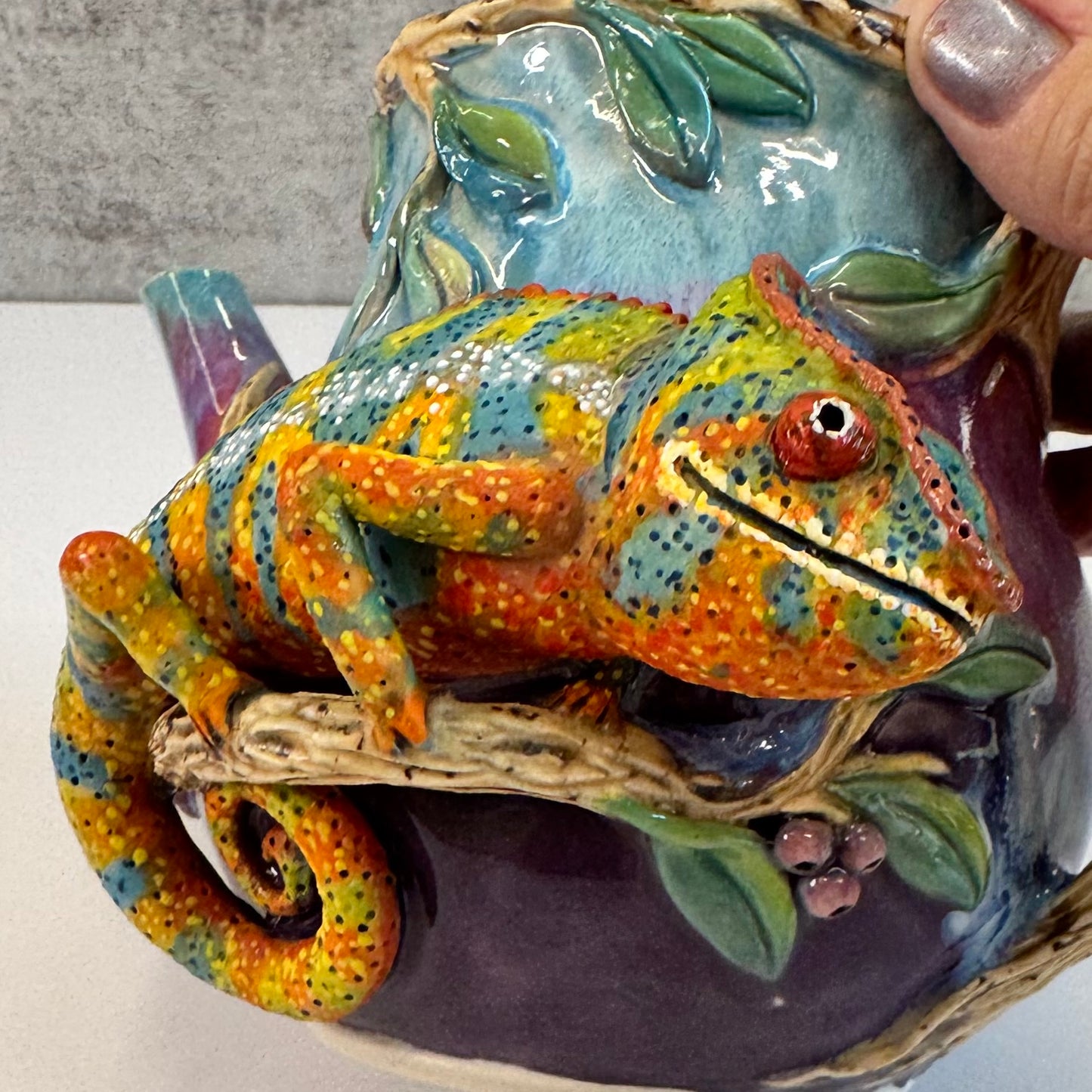 Teapot - Panther Chameleon- Sculpted