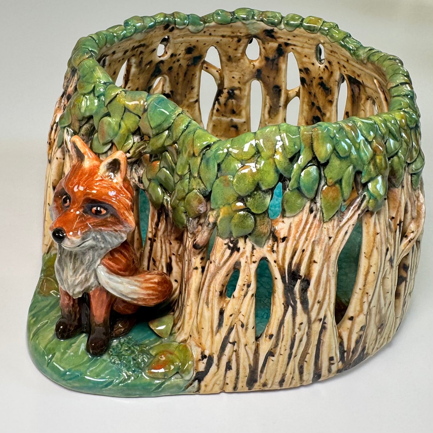21 Fox in the Forest Luminary - White Stoneware
