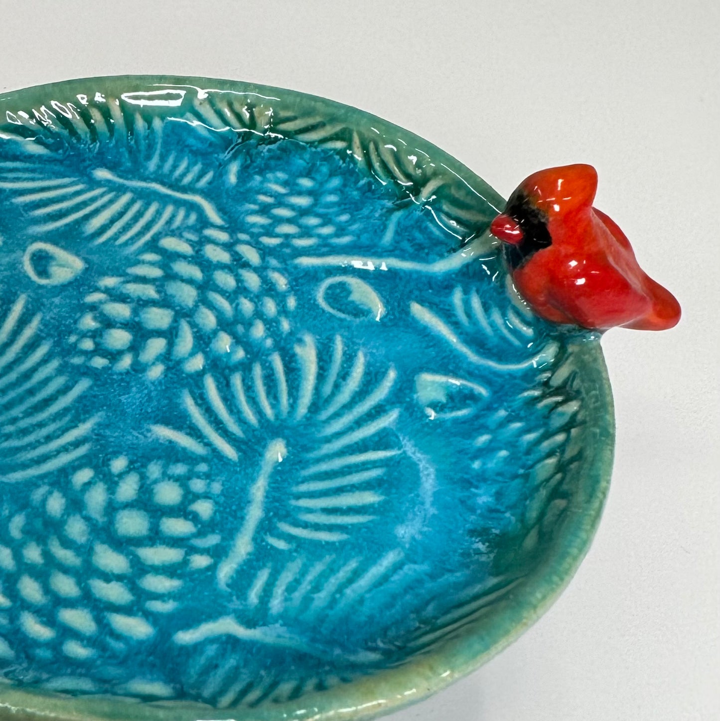 Jewelry holder mini birdbath - Stoneware