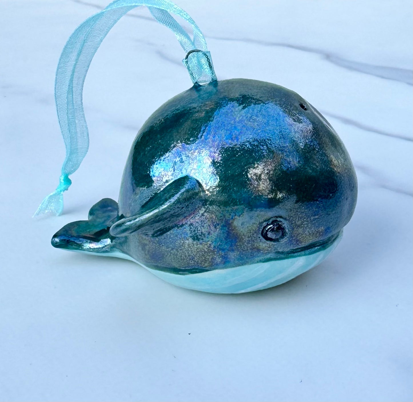 Z Handmade Rattle Whale Ornament - Stoneware