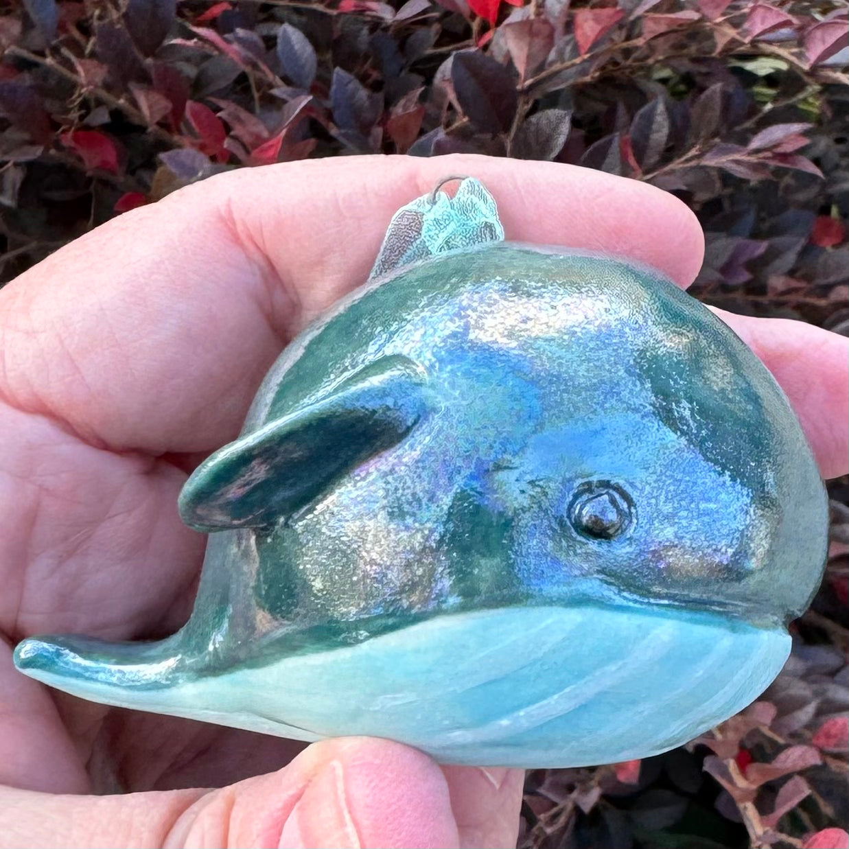 Z Handmade Rattle Whale Ornament - Stoneware