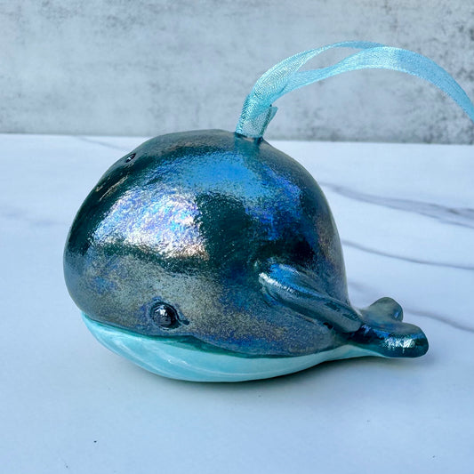 Z Handmade Rattle Whale Ornament - Stoneware