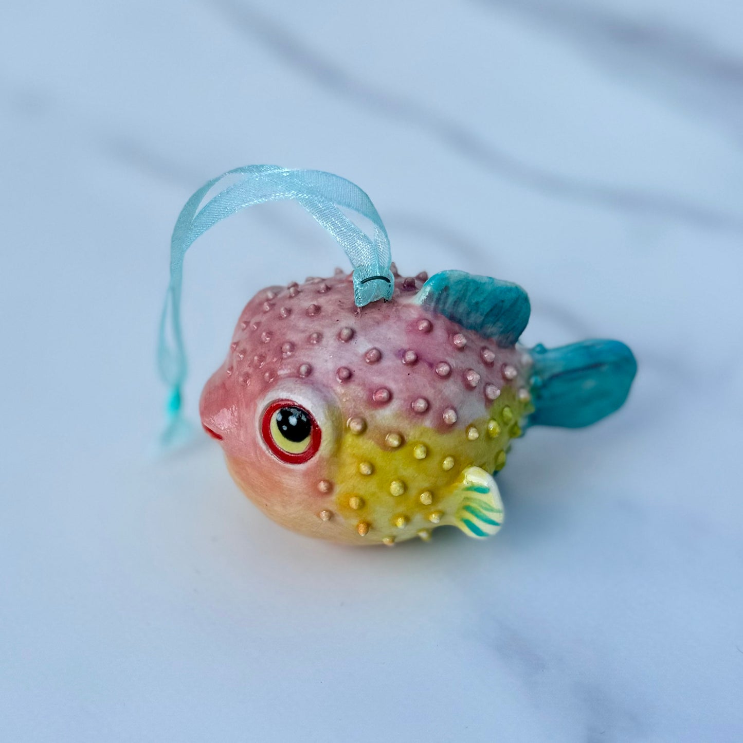 Z Handmade Rattle Pufferfish Ornament - Stoneware